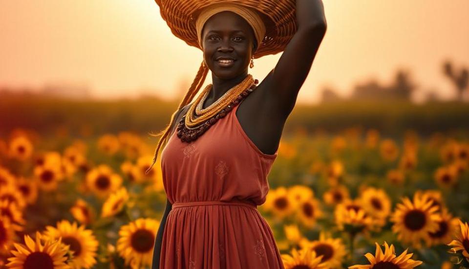 Bobo Waro Image Femme Nigeria Tournesols