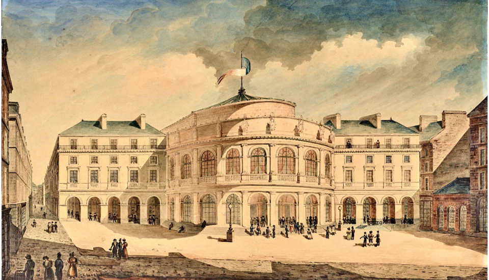 Aquarelle de l'Opéra de Rennes, vers 1836. 